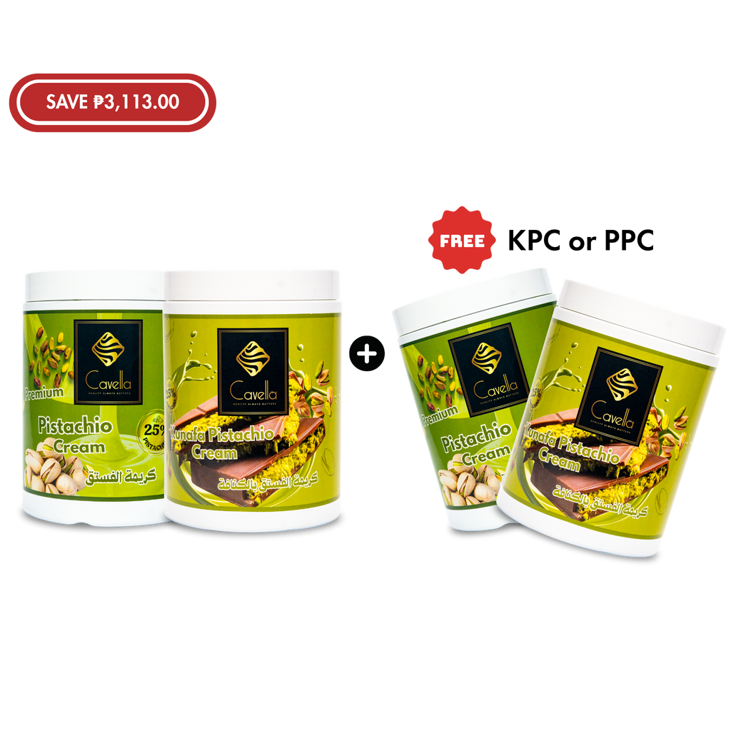 Buy 1 Cavella Pistachio & 1 Kunafa Pistacio Cream Sauce 1kg Get FREE 1kg PPC or KPC