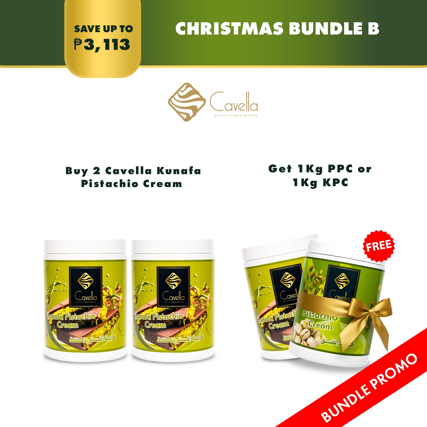 Buy 2 Cavella Kunafa Pistacio Cream Sauce 1kg Get FREE 1kg PPC or KPC